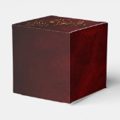 Elegant Red Gold Swirl Wedding Favor Box Bedankdoosjes (Achterkant)