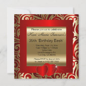 Elegant Red & Gold Swirls Party Invitation Kaart (Achterkant)