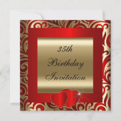 Elegant Red & Gold Swirls Party Invitation Kaart (Voorkant)