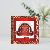 Elegant Red & Gold Swirls Party Invitation Kaart (Staand voorkant)
