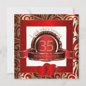 Elegant Red & Gold Swirls Party Invitation Kaart (Voorkant)