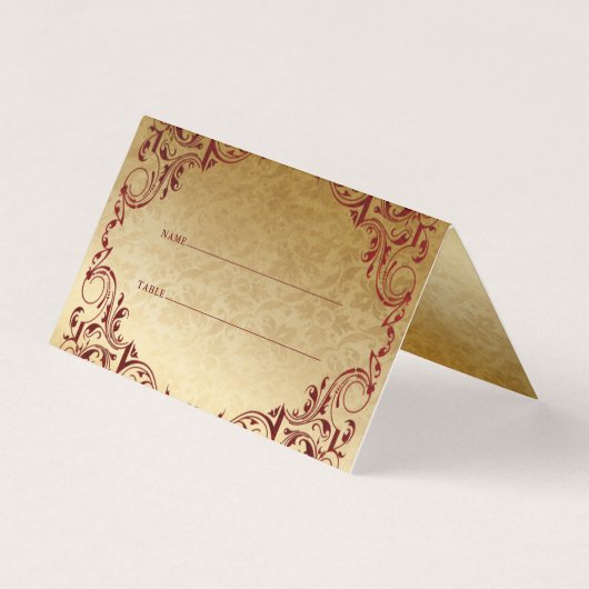 Elegant  Red Gold Table Place-kaarten Kaart (Voorkant)