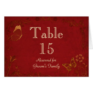 Elegant Red & Gold  Table Seating Name Kaart