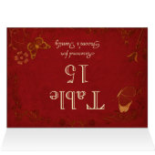 Elegant Red & Gold  Table Seating Name Kaart (Binnen Horizontaal (Boven))