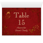 Elegant Red & Gold  Table Seating Name Kaart (Binnen Horizontaal (Onder))