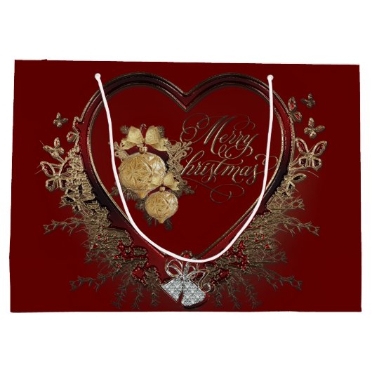 Elegant Red-Gold Victoriaans Heart, aangepast Groot Cadeauzakje (Achterkant)