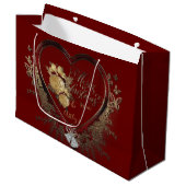 Elegant Red-Gold Victoriaans Heart, aangepast Groot Cadeauzakje (Voorkant Gekanteld)