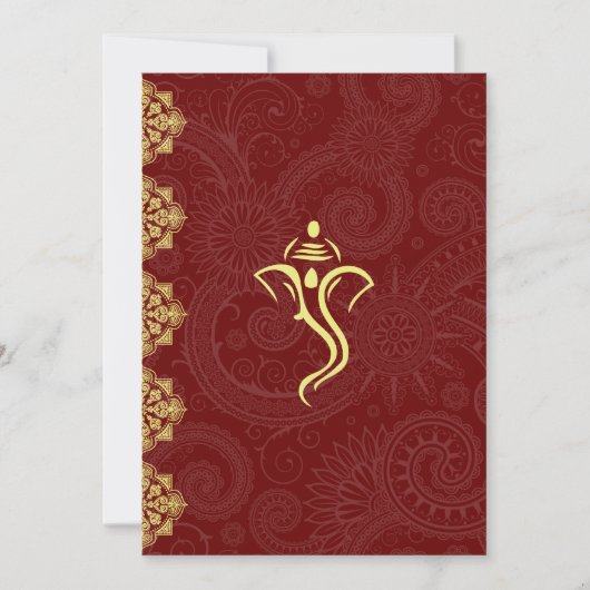 Elegant Red & Gold Vinayaka Wedding Design Kaart (Voorkant)