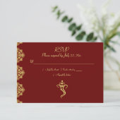 Elegant Red & Gold Vinayaka Wedding RSVP Kaartje (Staand voorkant)