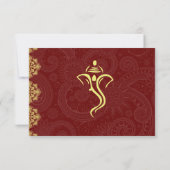 Elegant Red & Gold Vinayaka Wedding RSVP Kaartje (Achterkant)
