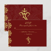 Elegant Red & Gold Vinayaka Wedding RSVP Kaartje (Voorkant / Achterkant)