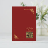 Elegant Red Gold Wedding Event QR Code RSVP Kaartje (Staand voorkant)