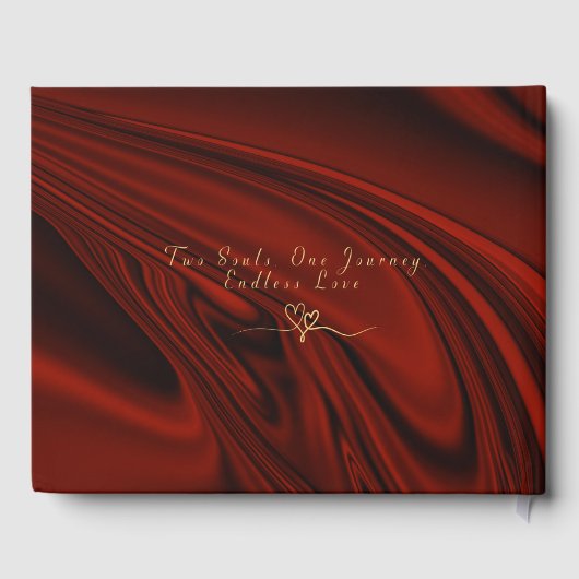 Elegant Red & Gold Wedding Personalized Gastenboek (Achterkant)