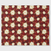 Elegant Red Gold White Poinsettia Flower Patroon Cadeaupapier (Vlak)