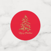 Elegant Red Golden Tree Merry kerst Confetti (Kleine voorkant)