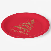 Elegant Red Golden Tree Merry kerst Papieren Bordje (Gekanteld)