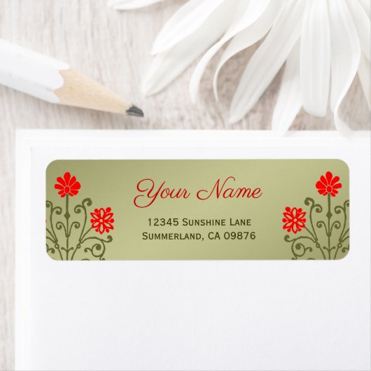 Elegant Red Golds Baroque Etching Custom Label (Insitu)