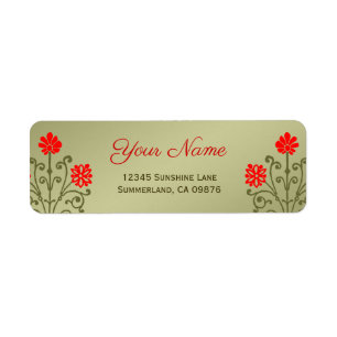 Elegant Red Golds Baroque Etching Custom Label