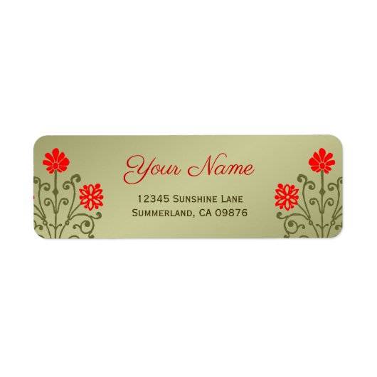 Elegant Red Golds Baroque Etching Custom Label (Voorkant)