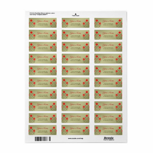 Elegant Red Golds Baroque Etching Custom Label (Full Sheet)