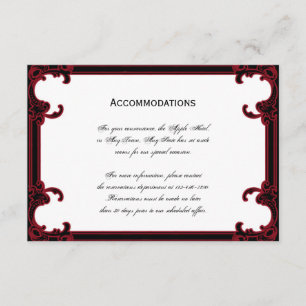 Elegant Red Gothic Lijst Wedding Accomodations Informatiekaartje