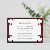 Elegant Red Gothic Lijst Wedding Accomodations Informatiekaartje (Staand voorkant)