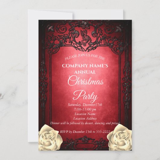 Elegant red Gothic met kerstfeestfeest Kaart (Voorkant)