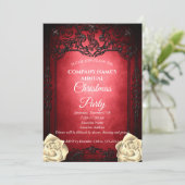 Elegant red Gothic met kerstfeestfeest Kaart (Staand voorkant)