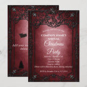 Elegant red Gothic met kerstfeestfeest Kaart (Voorkant / Achterkant)