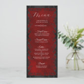 Elegant red Gothic Wedding Menu (Staand voorkant)