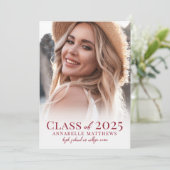 Elegant Red Graduate Photo Collage Graduation Aankondiging (Staand voorkant)