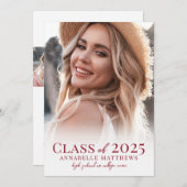 Elegant Red Graduate Photo Collage Graduation Aankondiging (Voorkant / Achterkant)