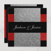 Elegant Red & Gray Paisley Engagement Party Kaart (Voorkant / Achterkant)