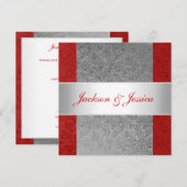 Elegant Red Gray Paisley White Engagement Party Kaart (Voorkant / Achterkant)