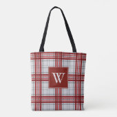 Elegant Red Gray Pset Monogram Initiaal Tote Bag (Achterkant)