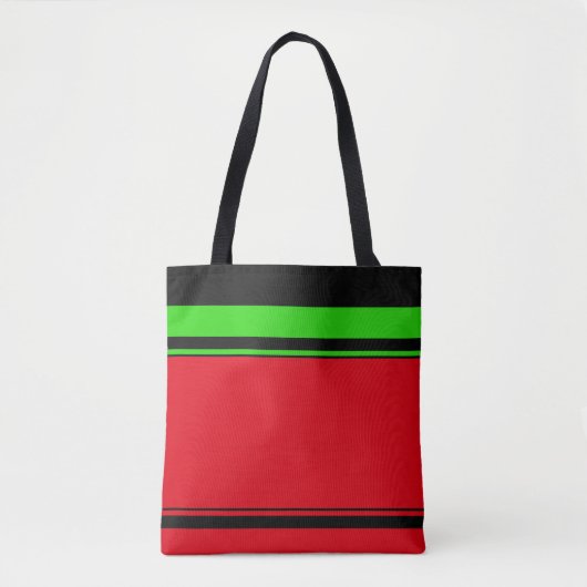 Elegant Red Green Black Stripe-feestdag specifiek Tote Bag (Voorkant)