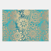 Elegant Red Green Blue en Gold Mandala Pattern Inpakpapier Vel (Voorkant)