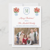 Elegant Red Green Blue Merry kerstAfbeelding Feestdagenkaart (Voorkant)