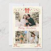 Elegant Red Green Christmas Photo Holiday Card Feestdagenkaart (Voorkant)