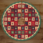 Elegant red green festive christmas pattern custom kerstboom rok