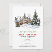 Elegant red green festive city Christmas party   Kaart (Voorkant)