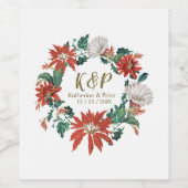 Elegant  Red Green Flower WreatNames Wijn Etiket (Enkel label)