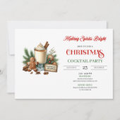Elegant Red Green Holiday Cocktails Party Invite Kaart (Voorkant)