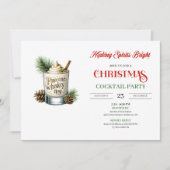 Elegant Red Green Holiday Cocktails Party Invites Kaart (Voorkant)