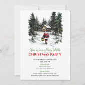 Elegant Red Green Holiday Scene Christmas Invite Kaart (Voorkant)