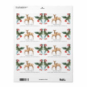 ELEGANT RED GREEN HOLLY BERRY DEER DUO NIEUW JAAR ETIKET (Full Sheet)