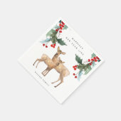 ELEGANT RED GREEN HOLLY BERRY DEER DUO NIEUW JAAR SERVET (Hoek)