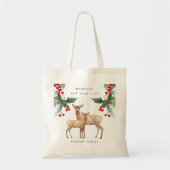 ELEGANT RED GREEN HOLLY BERRY DEER DUO NIEUW JAAR TOTE BAG (Voorkant)