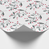 Elegant Red & Green Holly Branch-kerstpatroon Cadeaupapier (Hoek)
