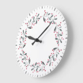 Elegant Red & Green Holly Wreater Kerstmis Grote Klok (Hoek)